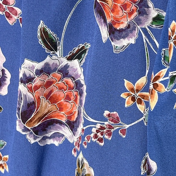 Johnny Was Jade Raine Button Front Blouse Boho Floral 100% Silk Size Small - Picture 7 of 9